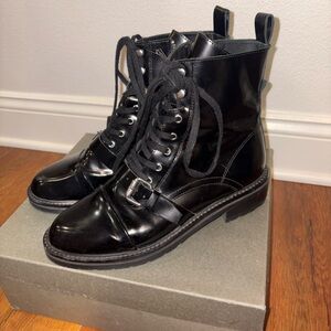 All Saints Donita Black Lace-Up Ankle Boots